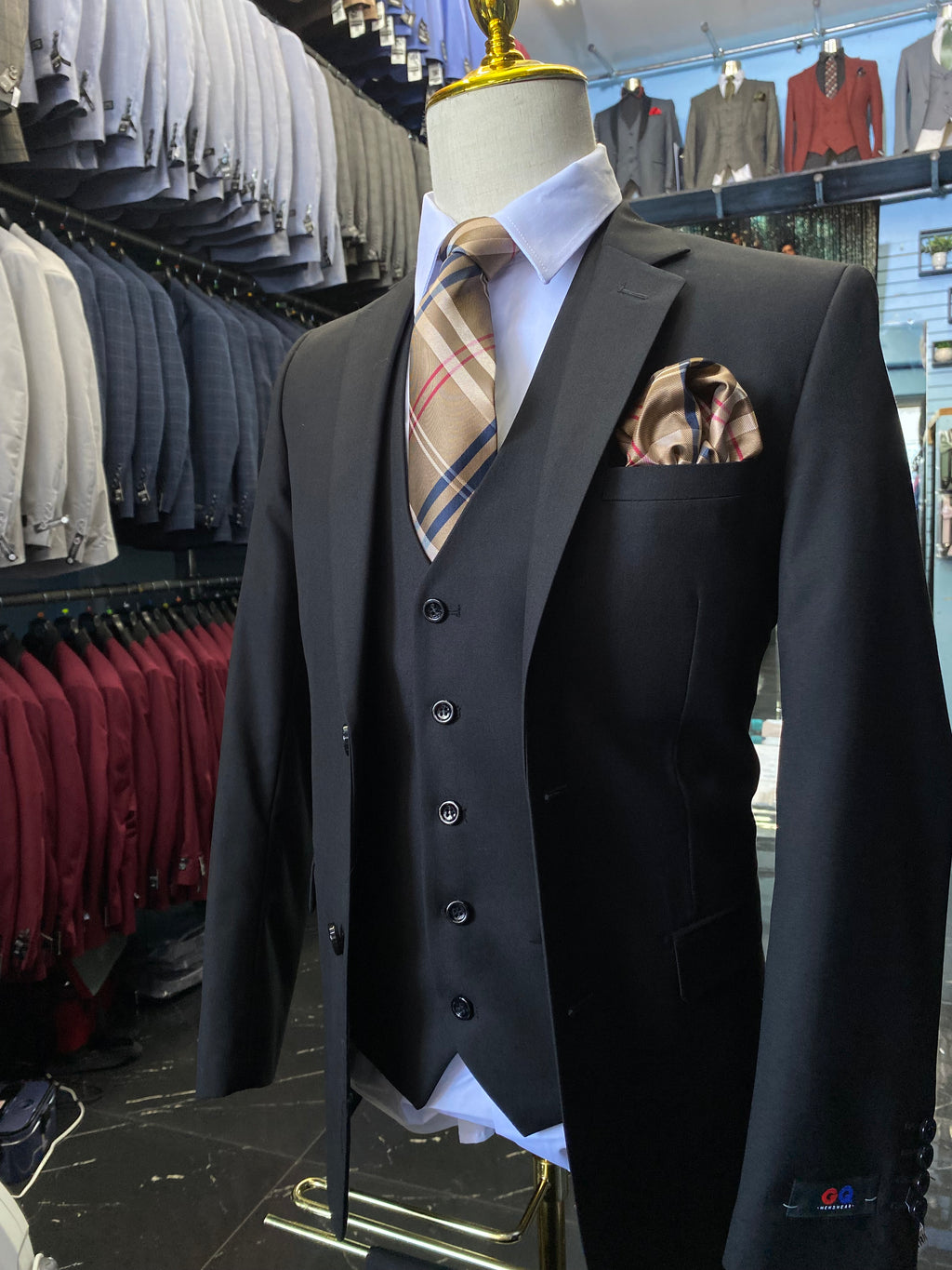 Single Breasted Black Suit 3pcs