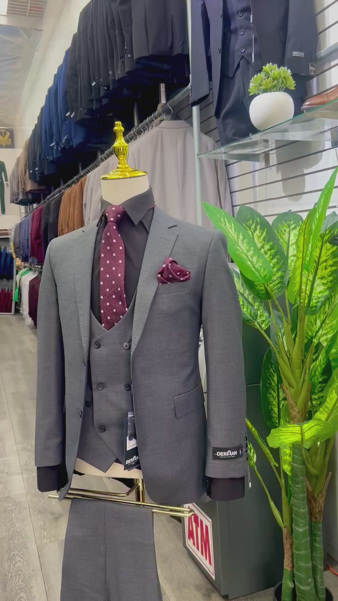 Textured Charcoal Grey Slim Fit