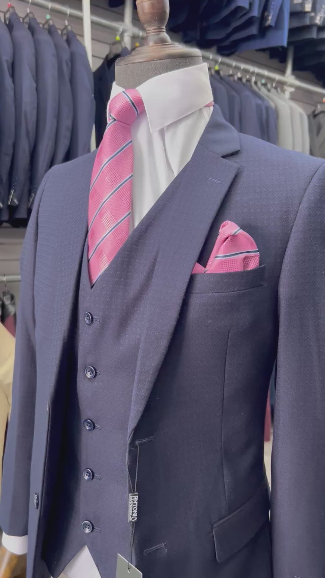 Textured Navy Blue Suit